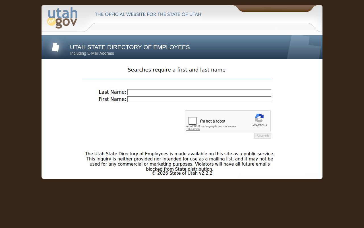 Springville people directories using the Utah state employee search